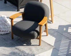 Meuble House Ensemble canapé et fauteuil de jardin en tissu gris foncé 