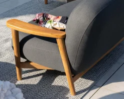 Meuble House Ensemble canapé et fauteuil de jardin en tissu gris foncé 