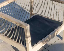 Meuble House Ensemble canapé et fauteuils matelassés en teck et corde