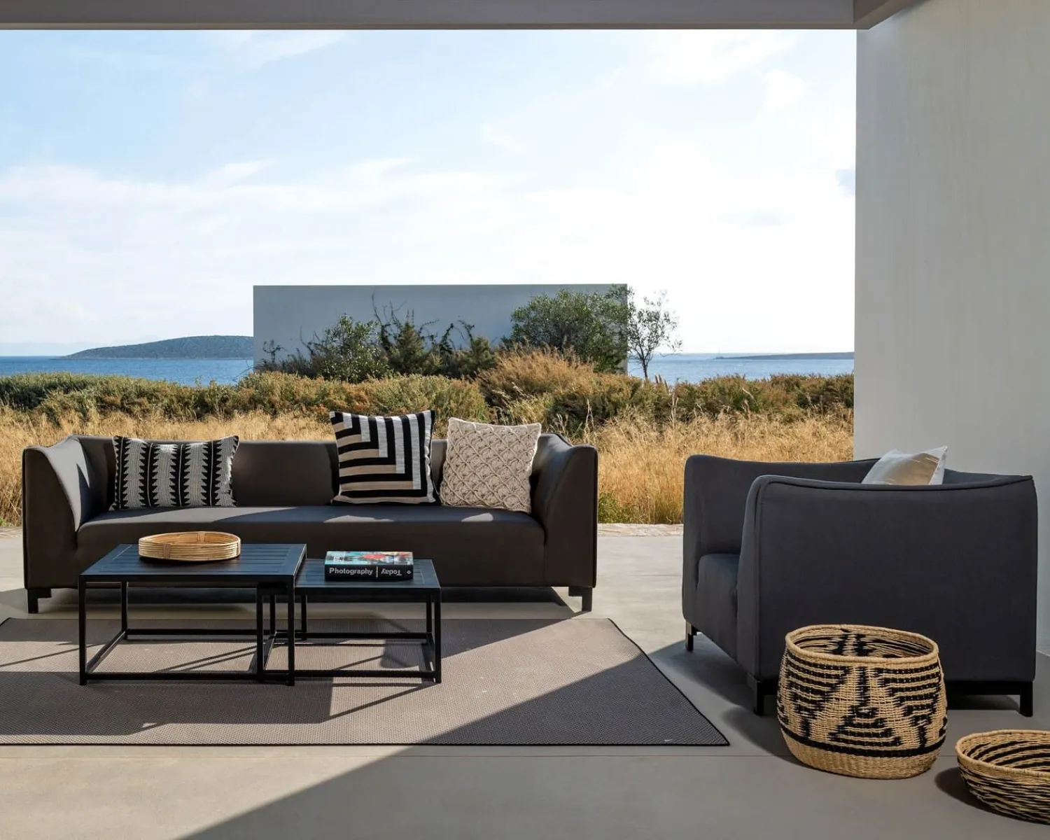 Meuble House Ensemble de jardin gris foncé aluminium et tissu Sunbrella "Andaman Island" Best