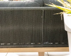 Meuble House Ensemble de jardin haut de gamme 3 pièces en teck et tissu gris foncé 