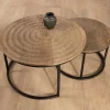 Meuble House Ensemble de 2 tables basses rondes gigognes noires plateau bois "Joe" Discount