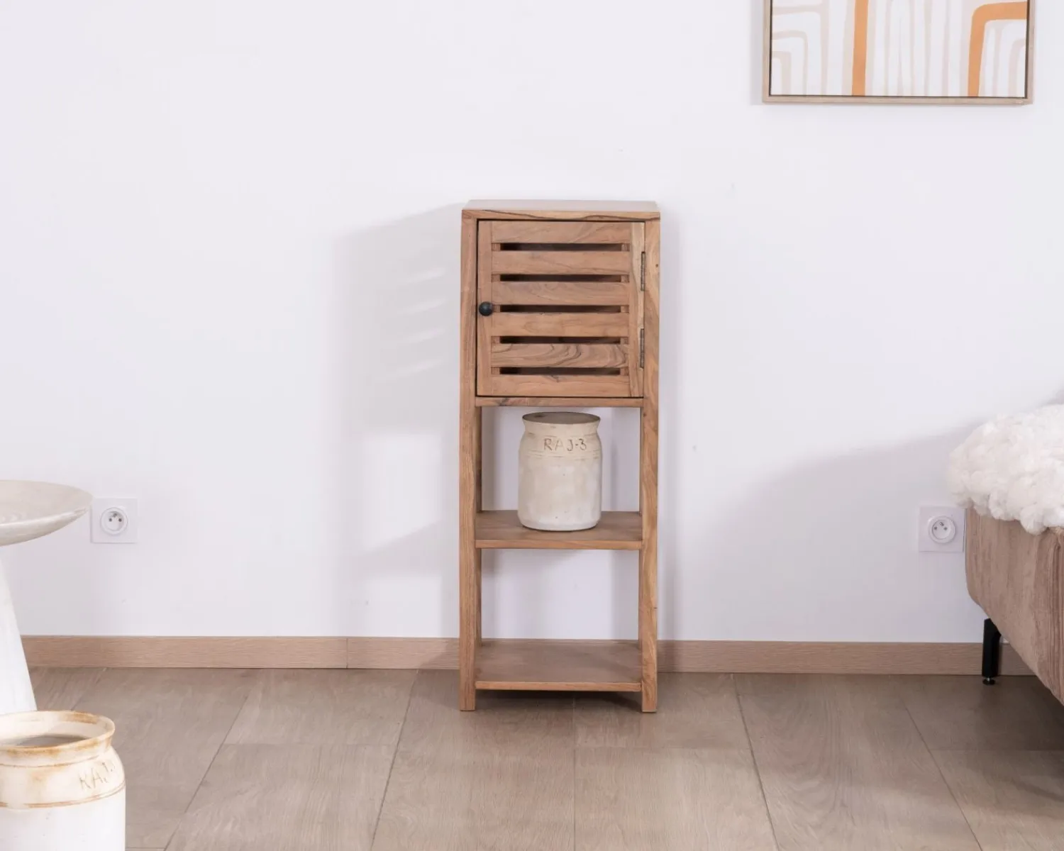 Meuble House Etagère de rangement en acacia avec un compartiment en persienne "Conoa" Best