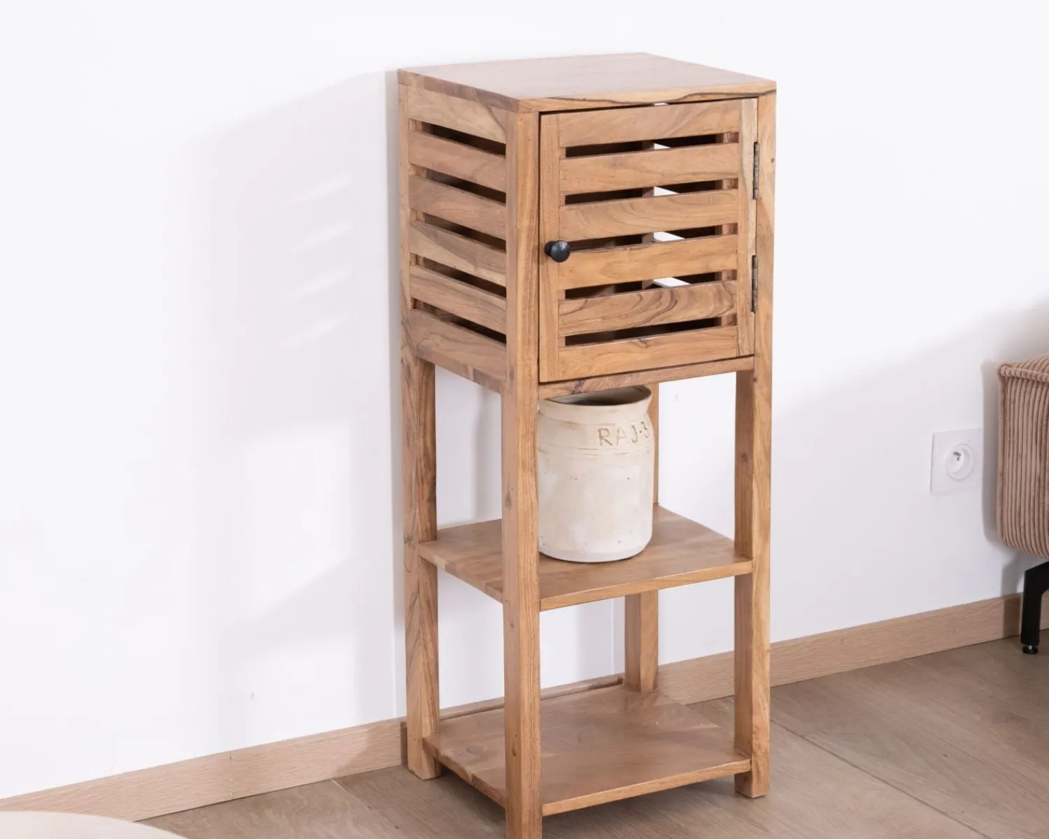 Meuble House Etagère de rangement en acacia avec un compartiment en persienne "Conoa" Best