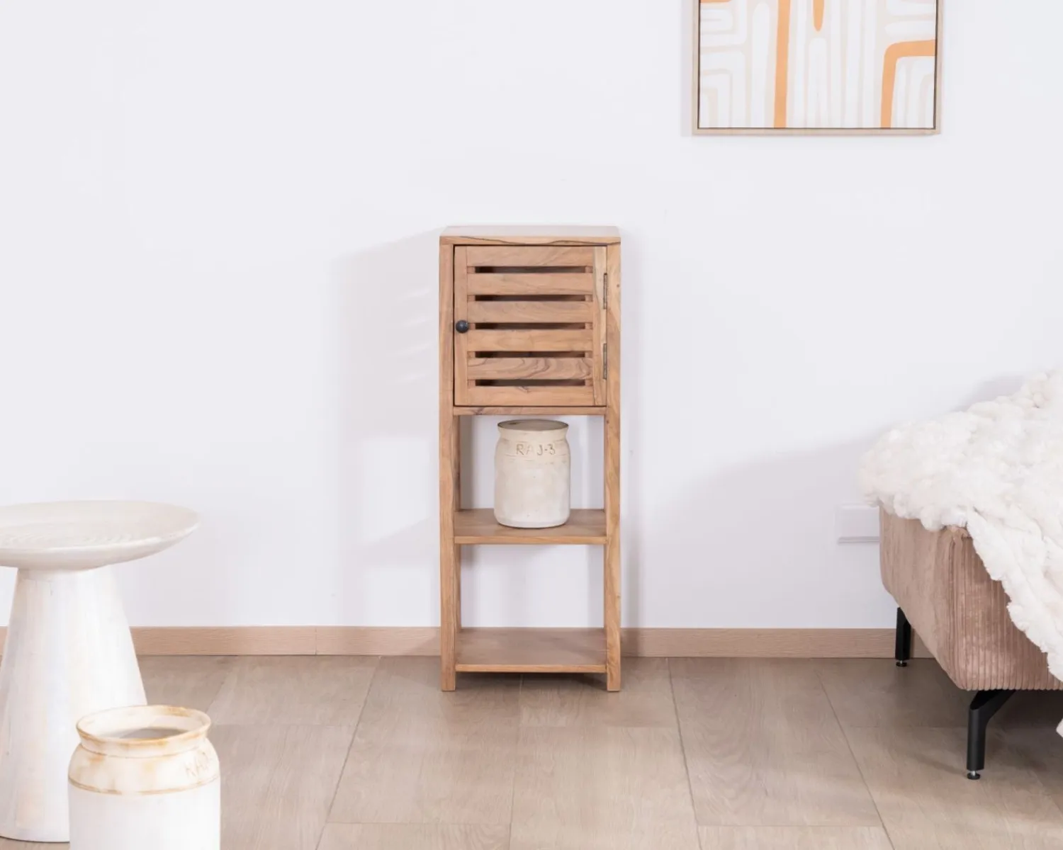 Meuble House Etagère de rangement en acacia avec un compartiment en persienne "Conoa" Best