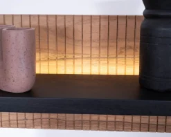Meuble House Etagère murale en acacia avec éclairage LED