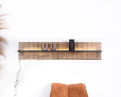 Meuble House Etagère murale en acacia avec éclairage LED