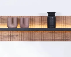 Meuble House Etagère murale en acacia avec éclairage LED