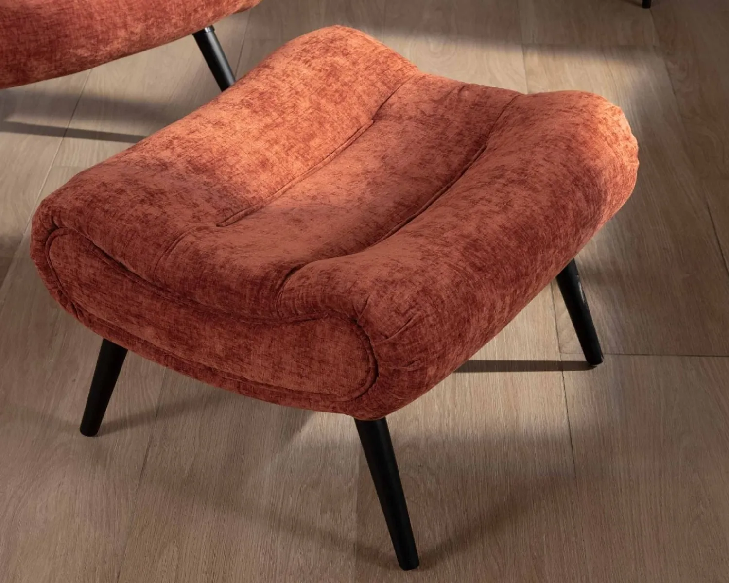 Meuble House Fauteuil avec repose-pieds en tissu terracotta en velours "Caspe" Best