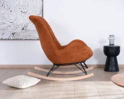 Meuble House Fauteuil à bascule contemporain en tissu bouclette terracotta
