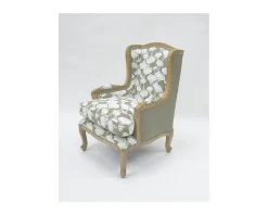 Meuble House Fauteuil bergère imprimé ginko taupe et crème "Sofia" ultra confort Hot