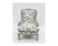 Meuble House Fauteuil bergère imprimé ginko taupe et crème "Sofia" ultra confort Hot