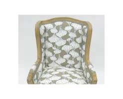 Meuble House Fauteuil bergère imprimé ginko taupe et crème 