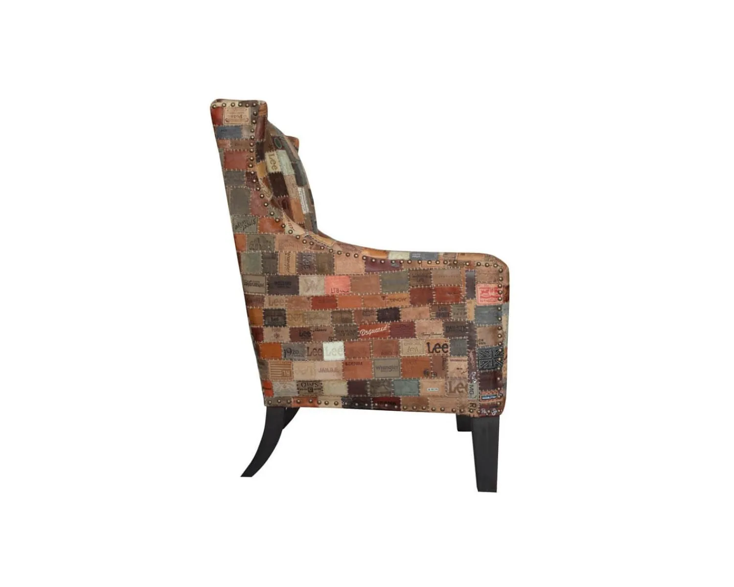 Meuble House Fauteuil bergère 100% unique tissu recyclé et bois "Pop Vintage" Hot