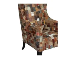 Meuble House Fauteuil bergère 100% unique tissu recyclé et bois