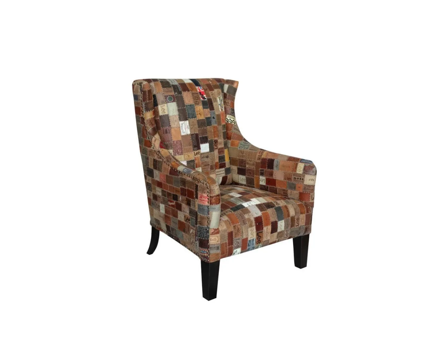 Meuble House Fauteuil bergère 100% unique tissu recyclé et bois "Pop Vintage" Hot