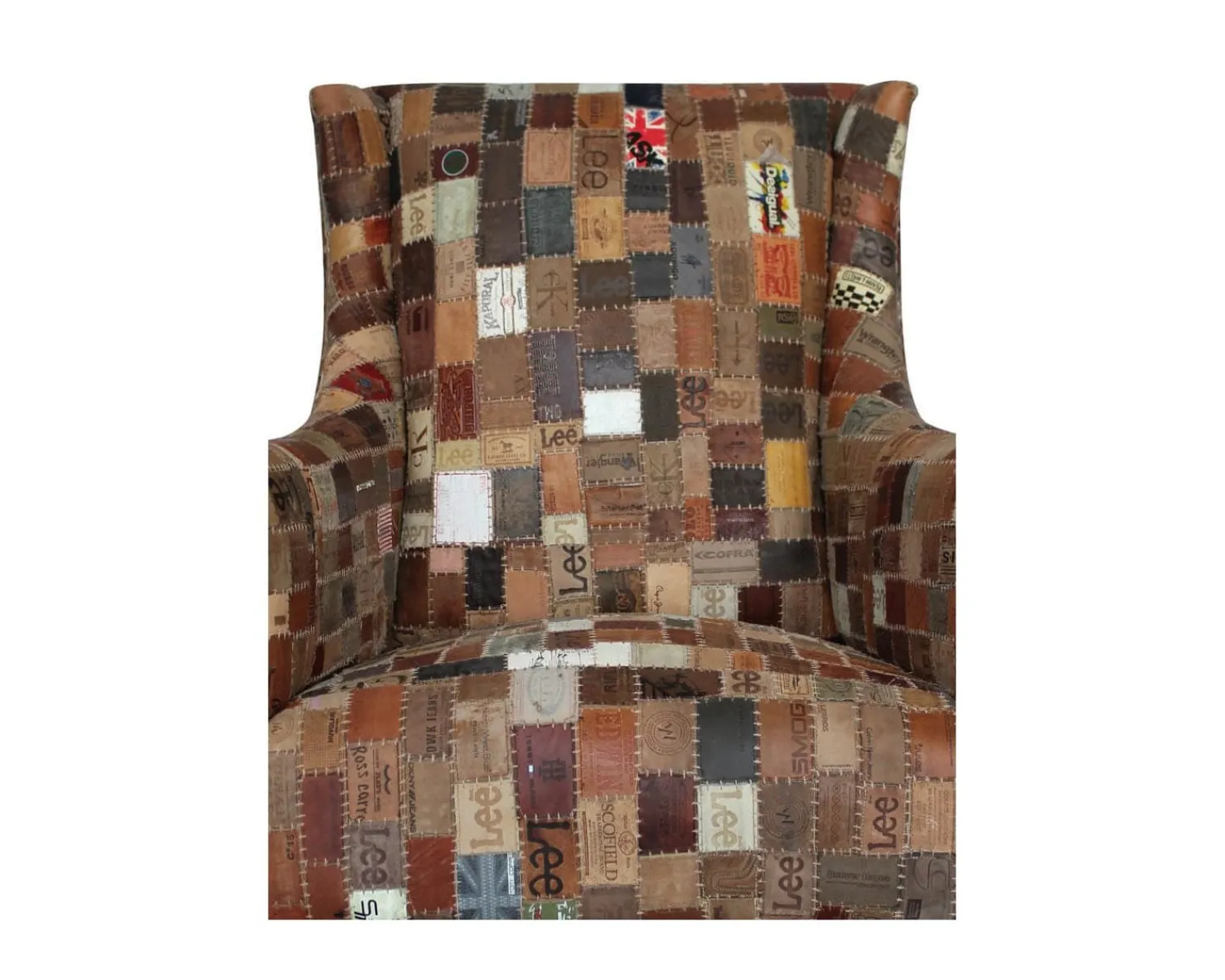 Meuble House Fauteuil bergère 100% unique tissu recyclé et bois "Pop Vintage" Hot