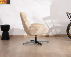 Meuble House Fauteuil confort et pivotant en velours camel beige