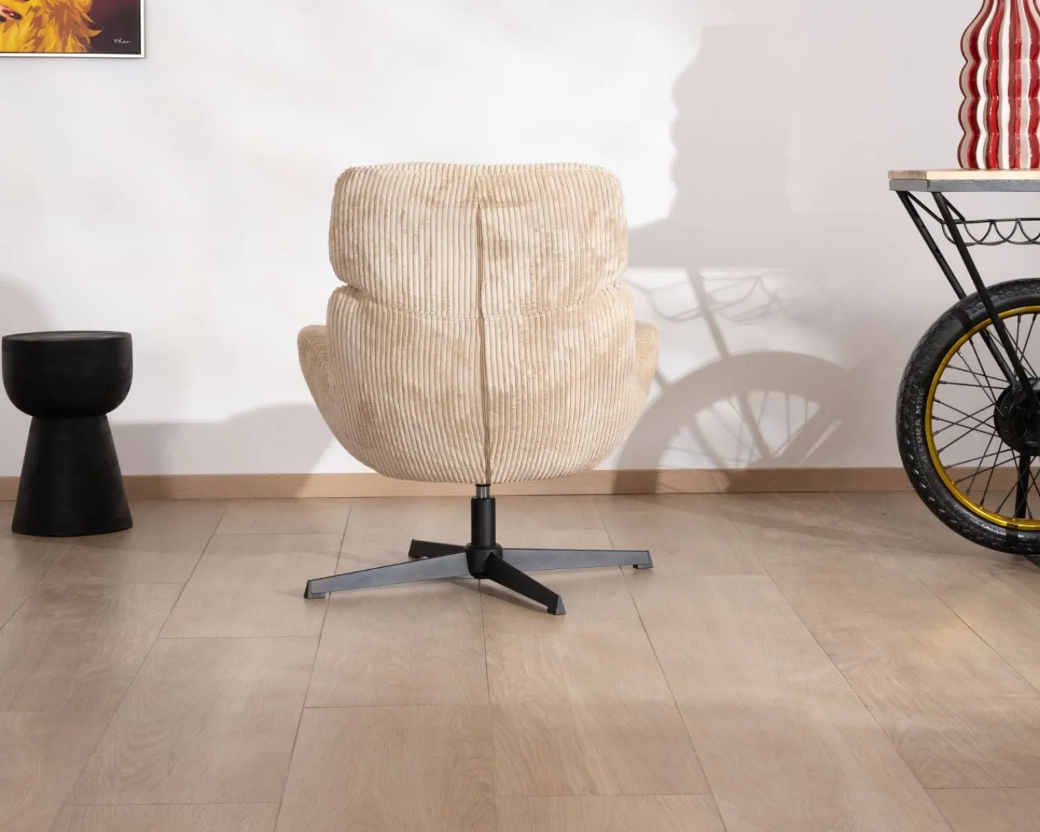 Meuble House Fauteuil confort et pivotant en velours camel beige "Bissett" Sale