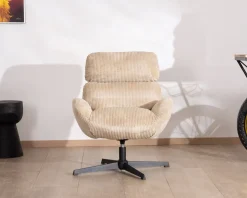 Meuble House Fauteuil confort et pivotant en velours camel beige