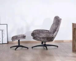 Meuble House Fauteuil confort gris cendré esprit rétro avec repose-pieds 