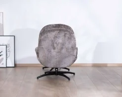 Meuble House Fauteuil confort gris cendré esprit rétro avec repose-pieds 