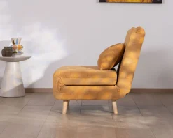 Meuble House Fauteuil cosy convertible "Folda" en tissu jaune moutarde