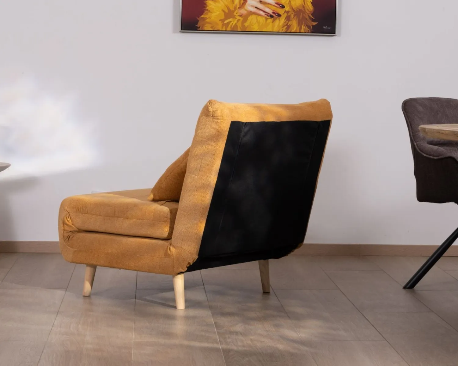 Meuble House Fauteuil cosy convertible "Folda" en tissu jaune moutarde