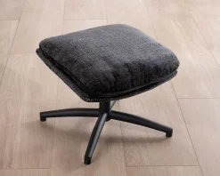 Meuble House Fauteuil cosy rotatif design rétro en tissu gris "Branson" avec pouf Hot