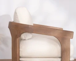 Meuble House Fauteuil d'appoint design scandinave en tissu bouclette écru "Archéa" Online