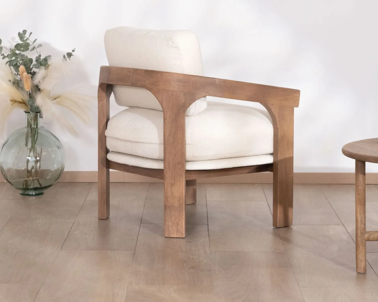 Meuble House Fauteuil d'appoint design scandinave en tissu bouclette écru "Archéa" Online