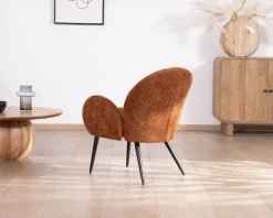 Meuble House Fauteuil d'appoint esprit rétro avec accoudoirs en tissu cuivré duveteux "Luno" Clearance