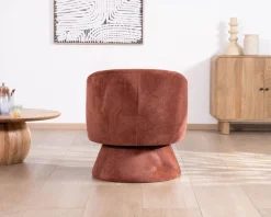 Meuble House Fauteuil d'appoint pivotant en tissu chenillé terracotta