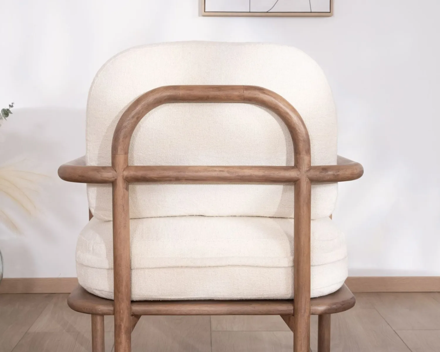 Meuble House Fauteuil d'appoint style rétro "Pio" tissu bouclette écru Outlet