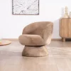 Meuble House Fauteuil d'appoint tournant 360° en tissu chenillé camel "Ladoga" Hot