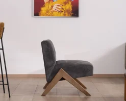 Meuble House Fauteuil déco anthracite style rétro "Tolga" pieds boomerang Sale