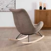 Meuble House Fauteuil de détente à bascule contemporain en tissu bouclette taupe "Calista" Sale