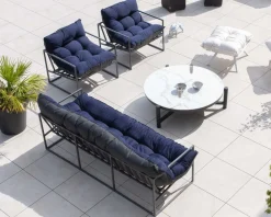 Meuble House Fauteuil de jardin chic et confortable bleu foncé et aluminium gris "Maluku Island" Discount