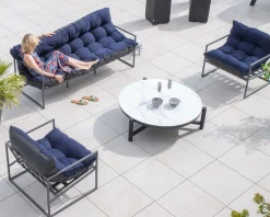 Meuble House Fauteuil de jardin chic et confortable bleu foncé et aluminium gris 