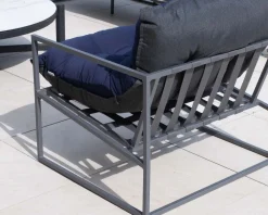 Meuble House Fauteuil de jardin chic et confortable bleu foncé et aluminium gris 