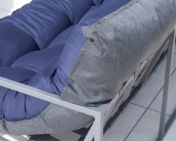 Meuble House Fauteuil de jardin chic et confortable bleu foncé et aluminium gris 
