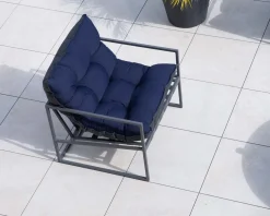 Meuble House Fauteuil de jardin chic et confortable bleu foncé et aluminium gris 