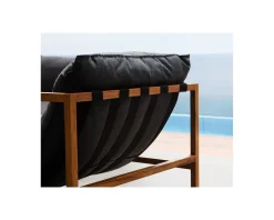 Meuble House Fauteuil de jardin en teck et tissu Sunbrella