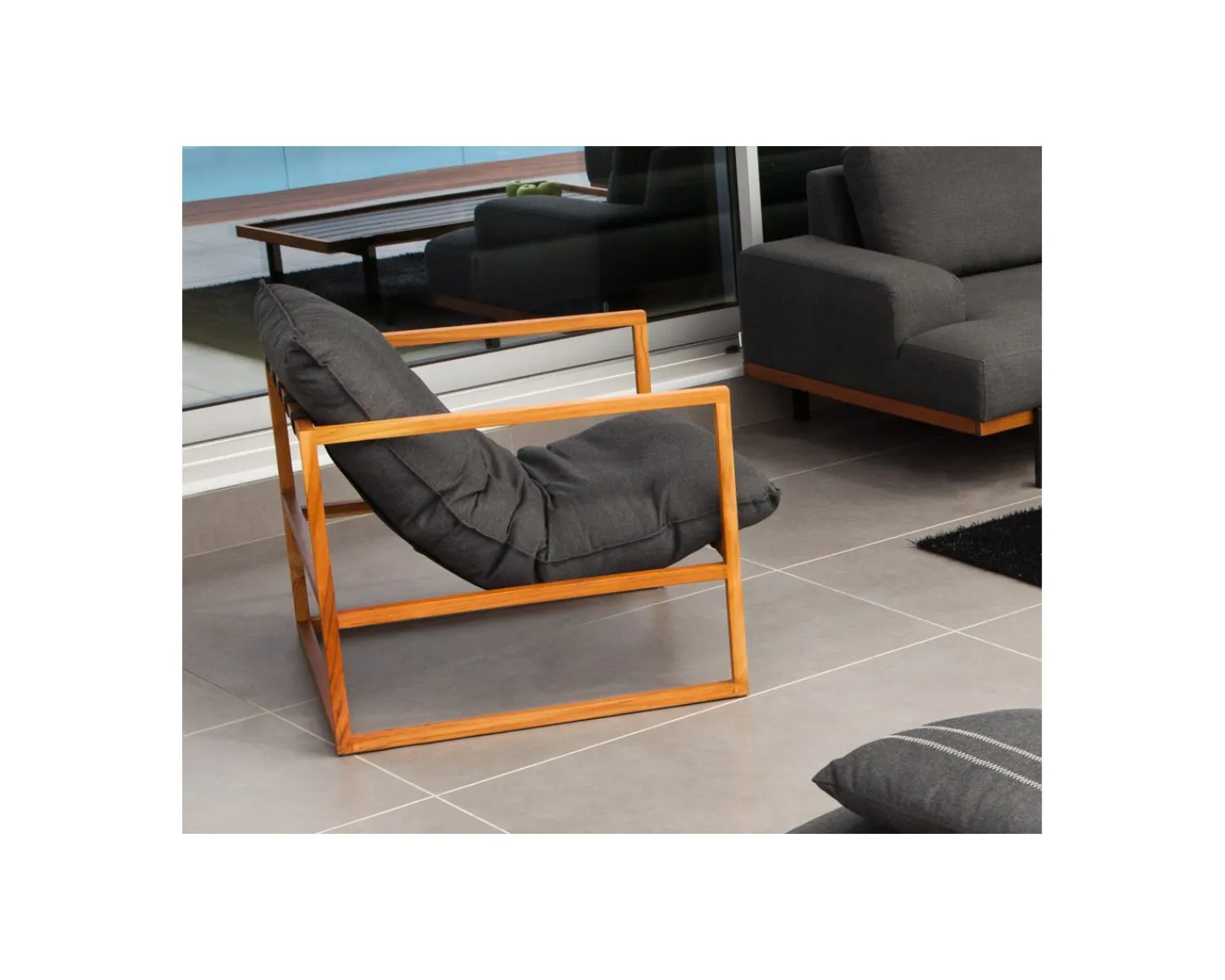 Meuble House Fauteuil de jardin en teck et tissu Sunbrella "Maluku Island" Online