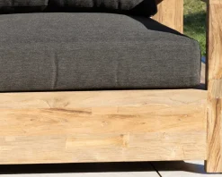Meuble House Fauteuil de jardin haut de gamme "Zénith" en teck matelassé tissu gris foncé