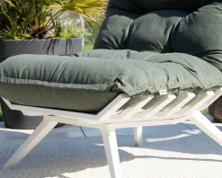 Meuble House Fauteuil de jardin ultra confort en tissu vert kaki avec repose pieds modulaire "Lisca" Best