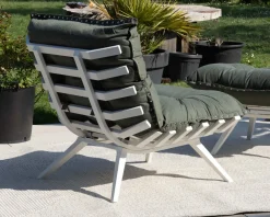 Meuble House Fauteuil de jardin ultra confort en tissu vert kaki avec repose pieds modulaire "Lisca" Best