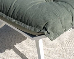 Meuble House Fauteuil de jardin ultra confort en tissu vert kaki avec repose pieds modulaire