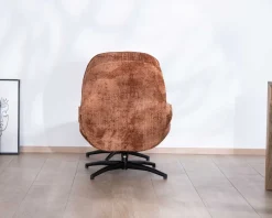 Meuble House Fauteuil de relaxation avec pouf en tissu doux terracotta "Branson" pivotant 360° Clearance