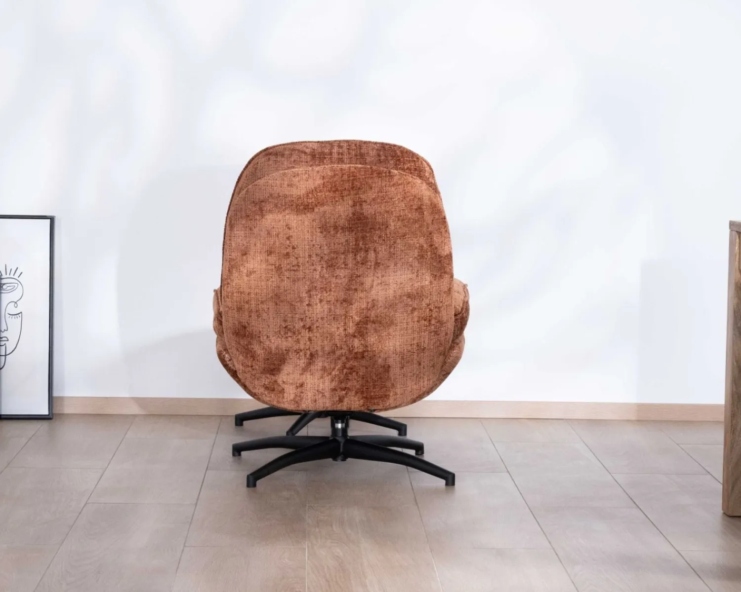 Meuble House Fauteuil de relaxation avec pouf en tissu doux terracotta "Branson" pivotant 360° Clearance